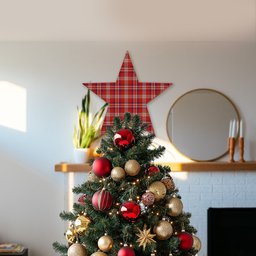 ScotsTee Shop Scottish Pennington Tartan Wooden Christmas Tree Topper