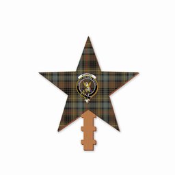 ScotsTee Shop Scottish Stewart Hunting Weathered Crest Tartan Wooden Christmas Tree Topper