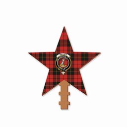 ScotsTee Shop Scottish Wallace Weathered Crest Tartan Wooden Christmas Tree Topper