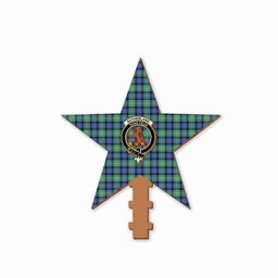 ScotsTee Shop Scottish Sutherland Ancient Crest Tartan Wooden Christmas Tree Topper