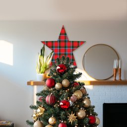 ScotsTee Shop Scottish Sinclair Modern Tartan Wooden Christmas Tree Topper