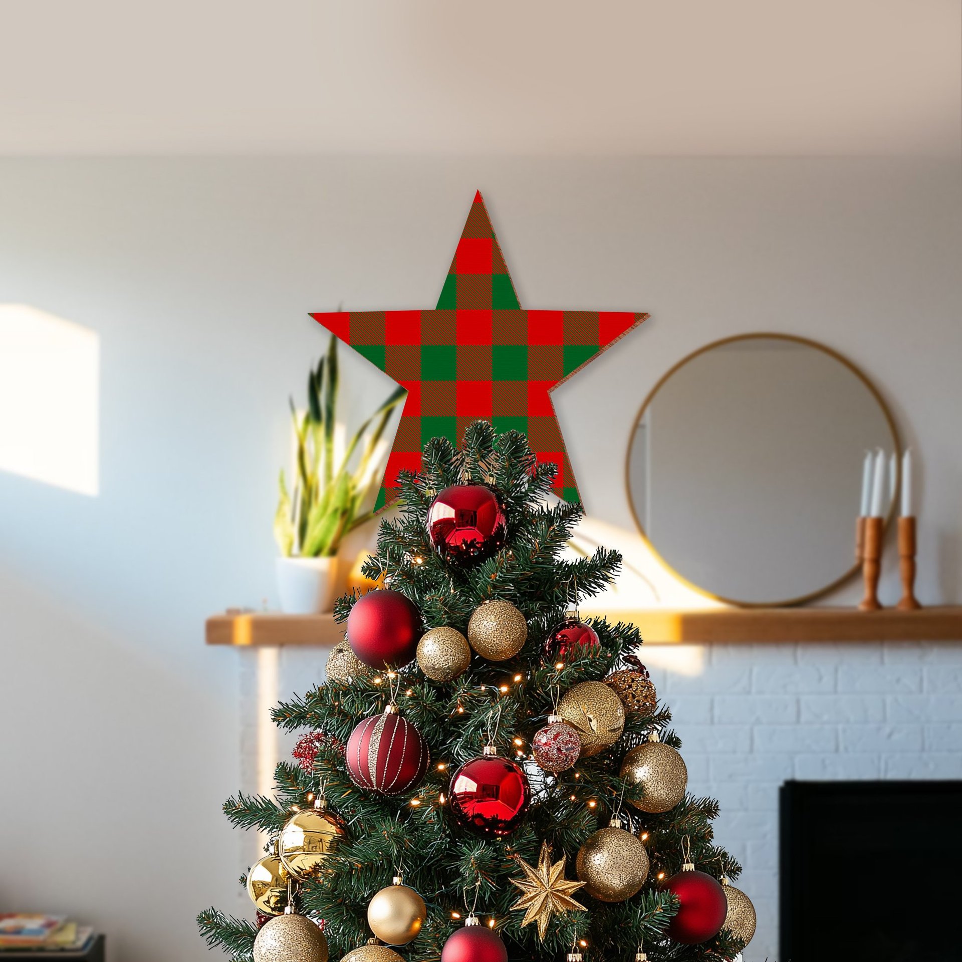 ScotsTee Shop Scottish Moncrieffe SC Tartan Wooden Christmas Tree Topper