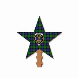 ScotsTee Shop Scottish Gordon Modern Crest Tartan Wooden Christmas Tree Topper