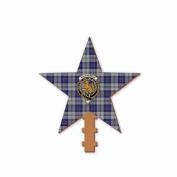 ScotsTee Shop Scottish MacPherson Dress Blue Crest Tartan Wooden Christmas Tree Topper