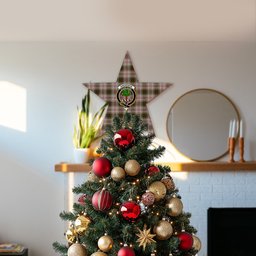 ScotsTee Shop Scottish Anderson Dress Crest Tartan Wooden Christmas Tree Topper