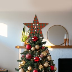 ScotsTee Shop Scottish Robertson Ancient Crest Tartan Wooden Christmas Tree Topper