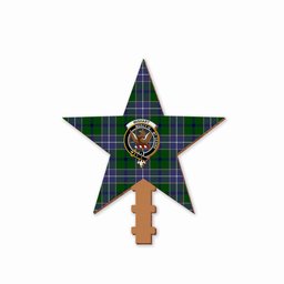 ScotsTee Shop Scottish Wishart Hunting Modern Crest Tartan Wooden Christmas Tree Topper