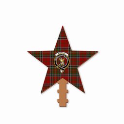 ScotsTee Shop Scottish Stewart of Galloway Crest Tartan Wooden Christmas Tree Topper