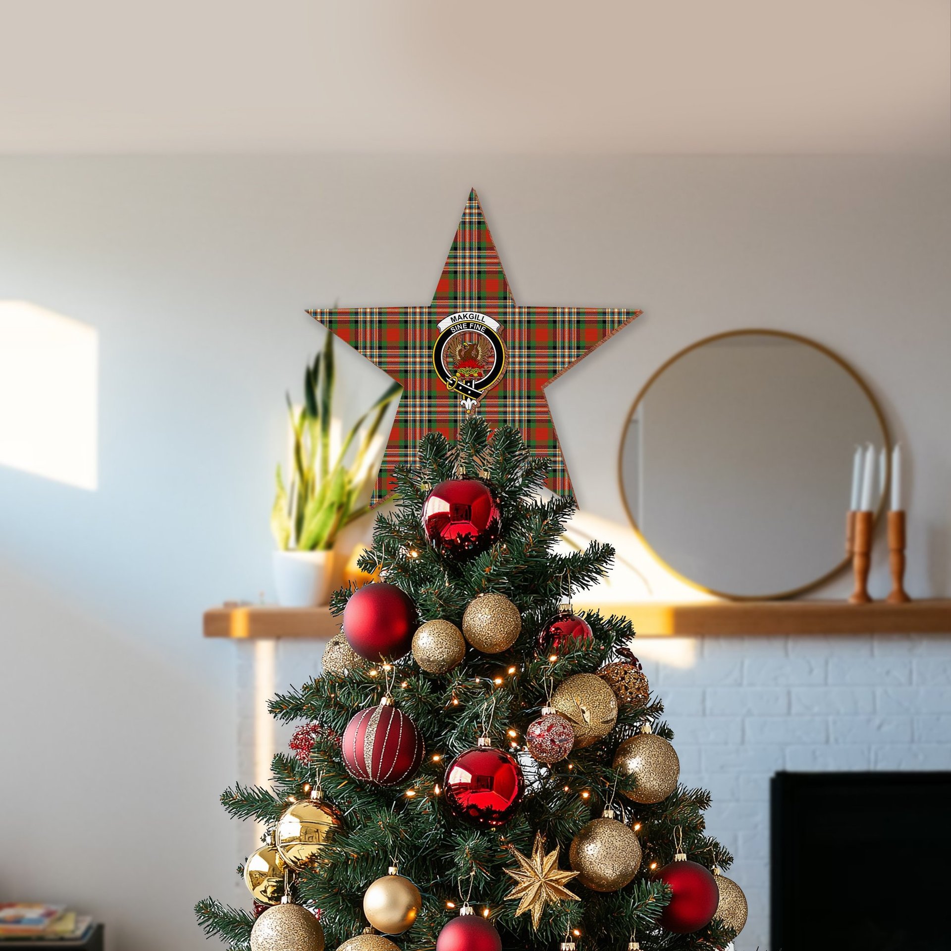 ScotsTee Shop Scottish MakGill Ancient Crest Tartan Wooden Christmas Tree Topper