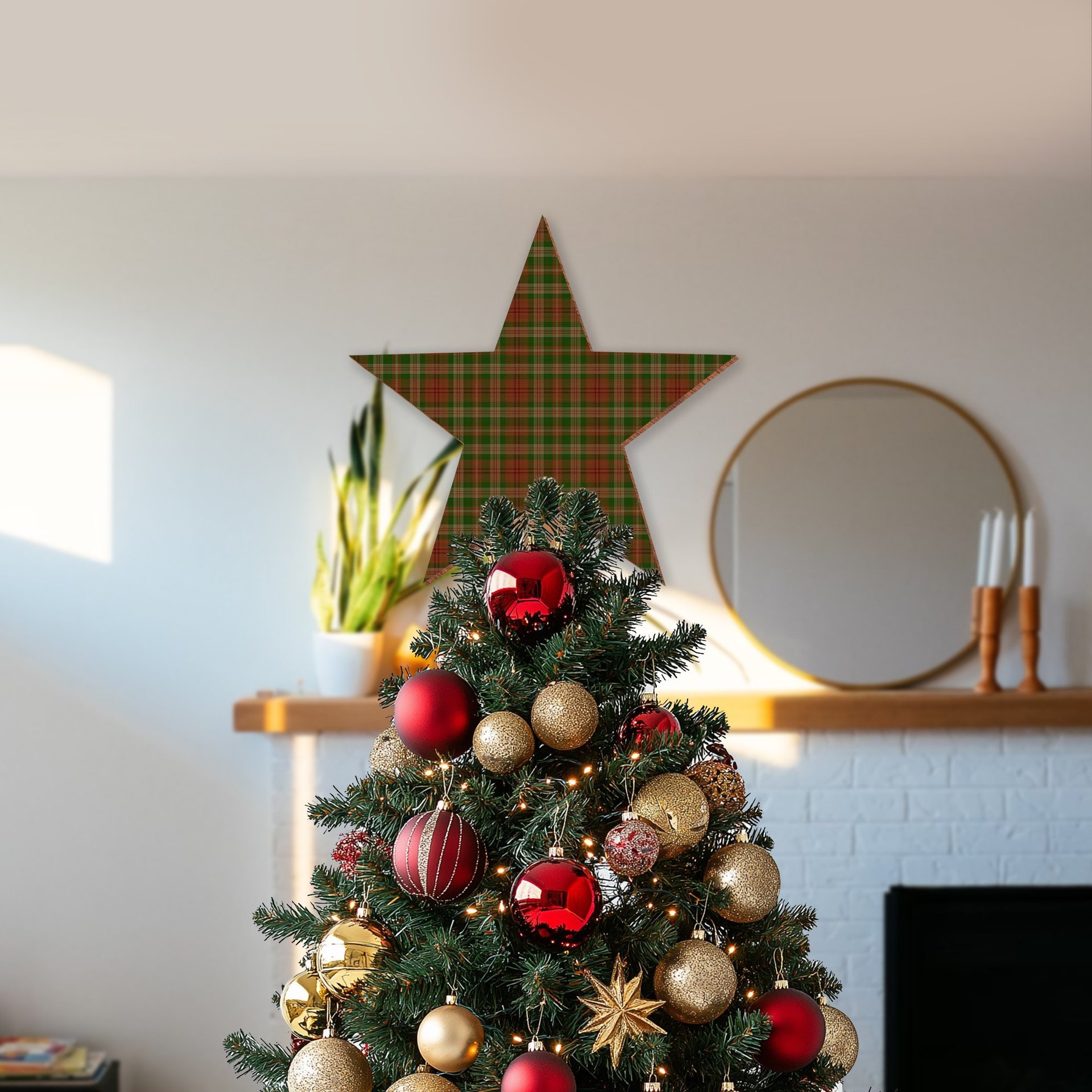 ScotsTee Shop Scottish Pierce Tartan Wooden Christmas Tree Topper