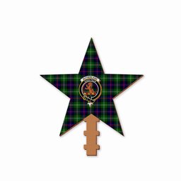 ScotsTee Shop Scottish Sutherland Modern Crest Tartan Wooden Christmas Tree Topper