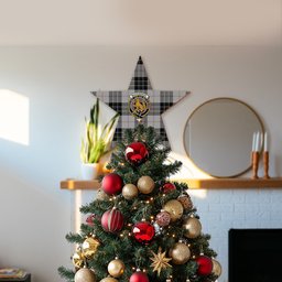 ScotsTee Shop Scottish MacPherson Dress Crest Tartan Wooden Christmas Tree Topper