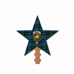 ScotsTee Shop Scottish Campbell of Glenlyon Crest Tartan Wooden Christmas Tree Topper