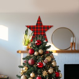 ScotsTee Shop Scottish Marjoribanks SC Tartan Wooden Christmas Tree Topper