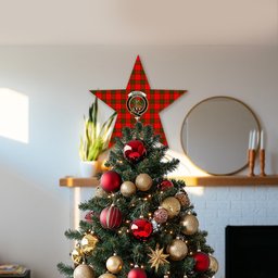 ScotsTee Shop Scottish Maxwell Modern Crest Tartan Wooden Christmas Tree Topper