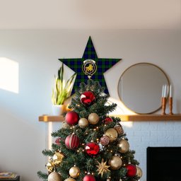 ScotsTee Shop Scottish Campbell Modern Crest Tartan Wooden Christmas Tree Topper