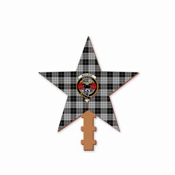 ScotsTee Shop Scottish MacLeod Black and White Crest Tartan Wooden Christmas Tree Topper