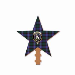 ScotsTee Shop Scottish Hunter Modern Crest Tartan Wooden Christmas Tree Topper