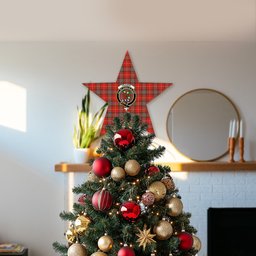 ScotsTee Shop Scottish Fraser Weathered Crest Tartan Wooden Christmas Tree Topper