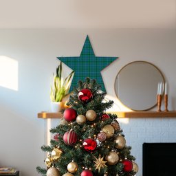 ScotsTee Shop Scottish Mayhew Tartan Wooden Christmas Tree Topper