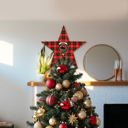 ScotsTee Shop Scottish Nisbet Modern Crest Tartan Wooden Christmas Tree Topper