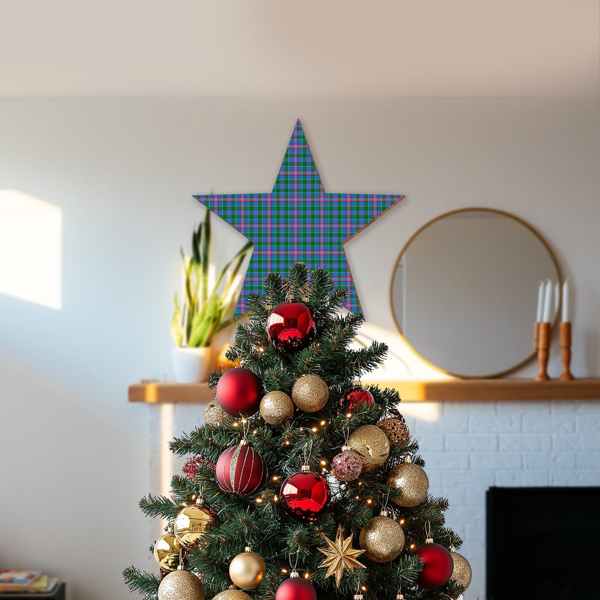 ScotsTee Shop Scottish Pitcairn Hunting Tartan Wooden Christmas Tree Topper
