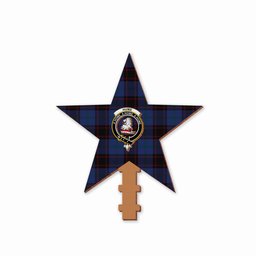 ScotsTee Shop Scottish Hume Crest Tartan Wooden Christmas Tree Topper