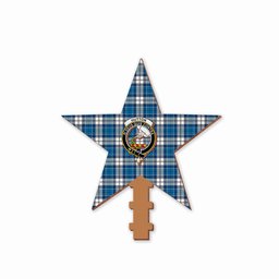 ScotsTee Shop Scottish Hutton SC Crest Tartan Wooden Christmas Tree Topper