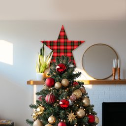 ScotsTee Shop Scottish Nesbitt Modern Tartan Wooden Christmas Tree Topper