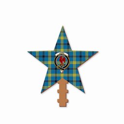 ScotsTee Shop Scottish Laing Modern Crest Tartan Wooden Christmas Tree Topper