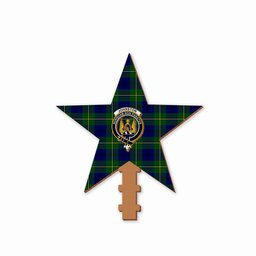 ScotsTee Shop Scottish Johnstone Modern Crest Tartan Wooden Christmas Tree Topper