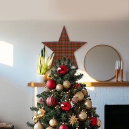 ScotsTee Shop Scottish Stewart Royal Modern Tartan Wooden Christmas Tree Topper