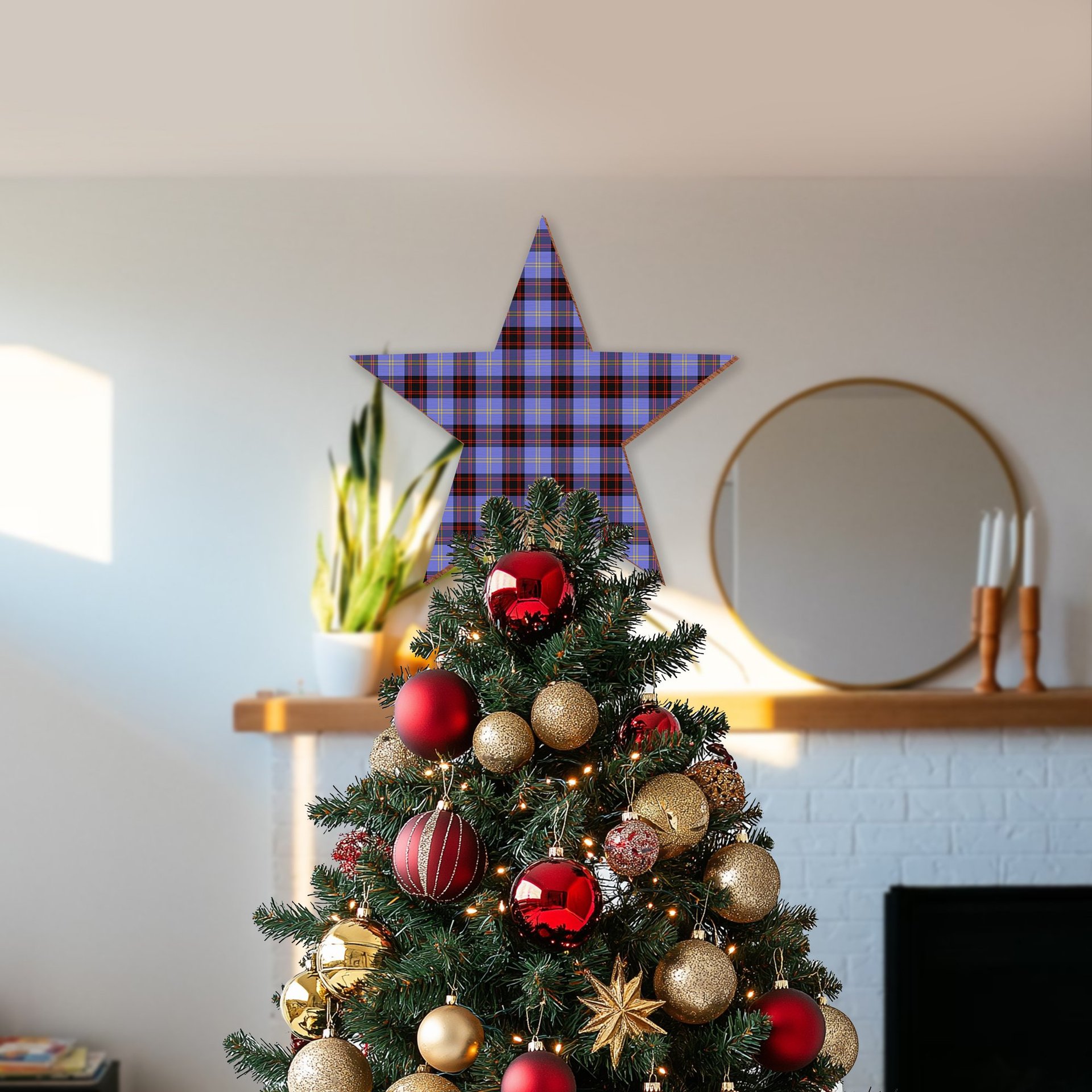 ScotsTee Shop Scottish Rutherford SC Tartan Wooden Christmas Tree Topper