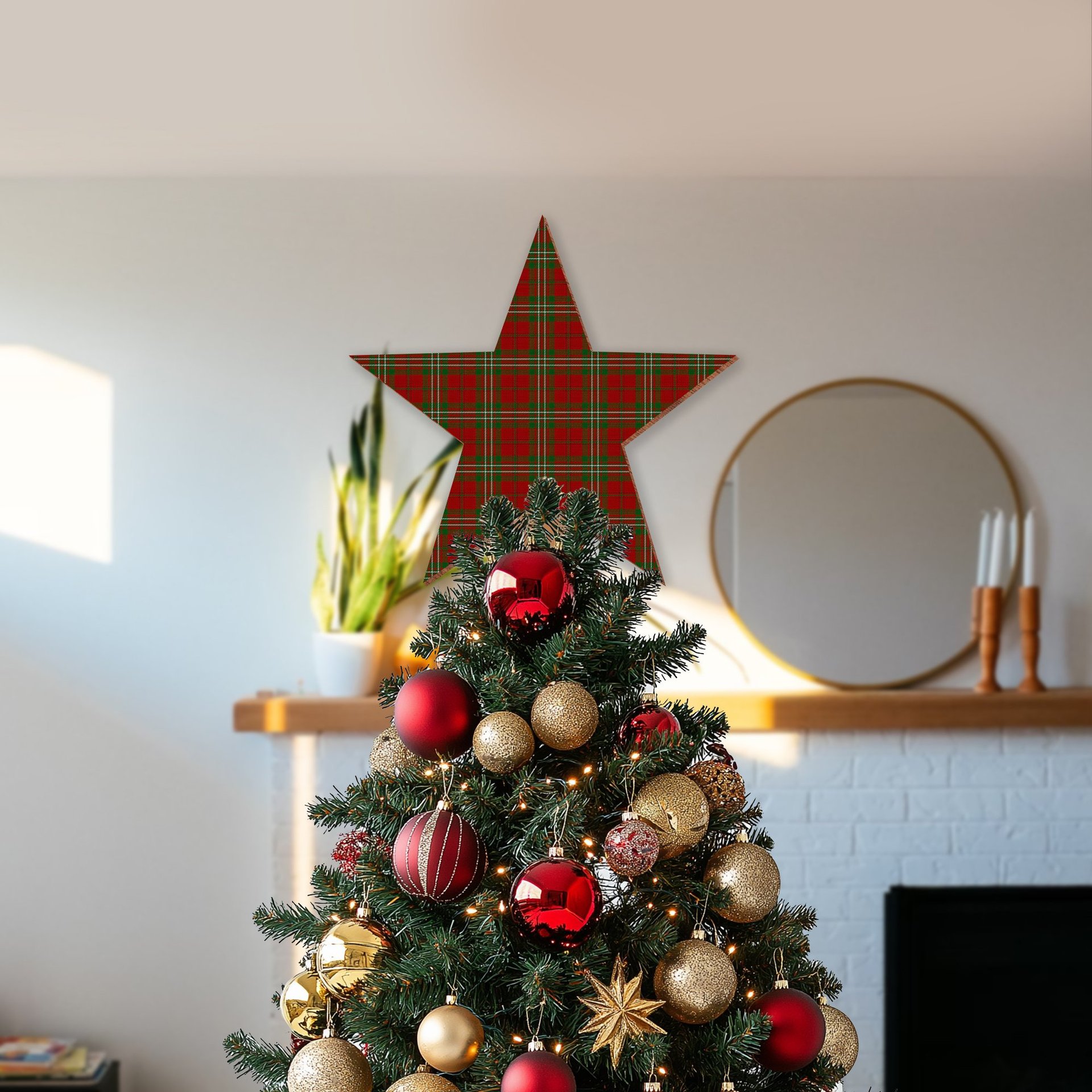 ScotsTee Shop Scottish Scott Tartan Wooden Christmas Tree Topper