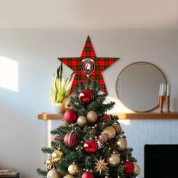 ScotsTee Shop Scottish Dunbar Modern Crest Tartan Wooden Christmas Tree Topper