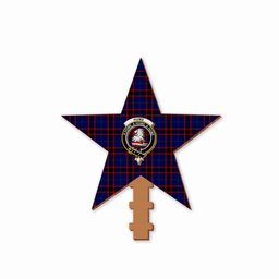 ScotsTee Shop Scottish Hume Modern Crest Tartan Wooden Christmas Tree Topper