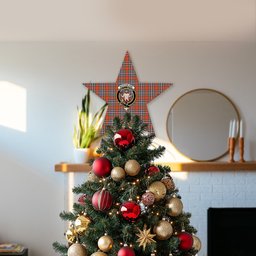 ScotsTee Shop Scottish MacFarlane Ancient Crest Tartan Wooden Christmas Tree Topper