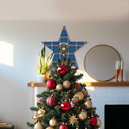 ScotsTee Shop Scottish Kinnaird Ancient Crest Tartan Wooden Christmas Tree Topper