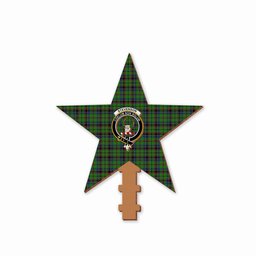 ScotsTee Shop Scottish Stevenson Green Crest Tartan Wooden Christmas Tree Topper