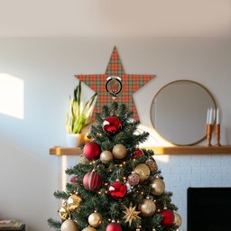 ScotsTee Shop Scottish Scott Ancient Crest Tartan Wooden Christmas Tree Topper