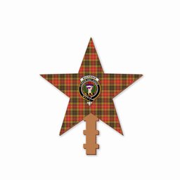 ScotsTee Shop Scottish Buchanan Old Set Weathered Crest Tartan Wooden Christmas Tree Topper