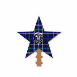 ScotsTee Shop Scottish Hope Modern Crest Tartan Wooden Christmas Tree Topper