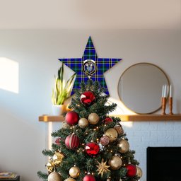 ScotsTee Shop Scottish Hope Modern Crest Tartan Wooden Christmas Tree Topper