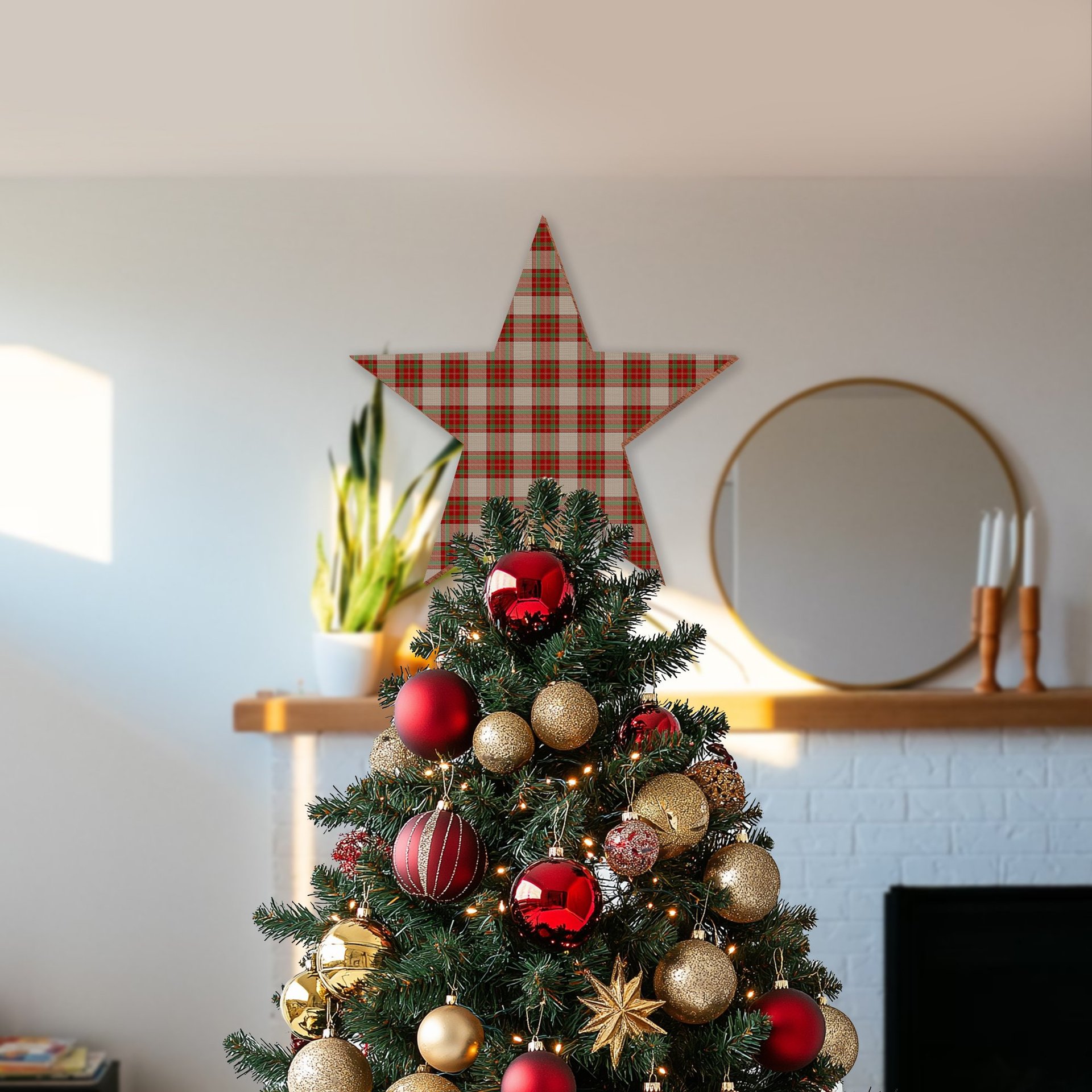 ScotsTee Shop Scottish McBrayer Dress Tartan Wooden Christmas Tree Topper
