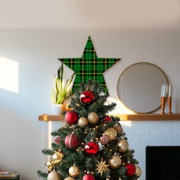 ScotsTee Shop Scottish Wallace Hunting Green Tartan Wooden Christmas Tree Topper