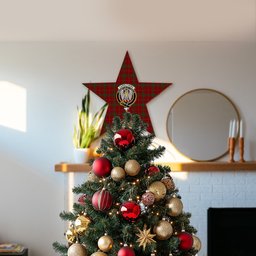 ScotsTee Shop Scottish Carruthers Crest Tartan Wooden Christmas Tree Topper