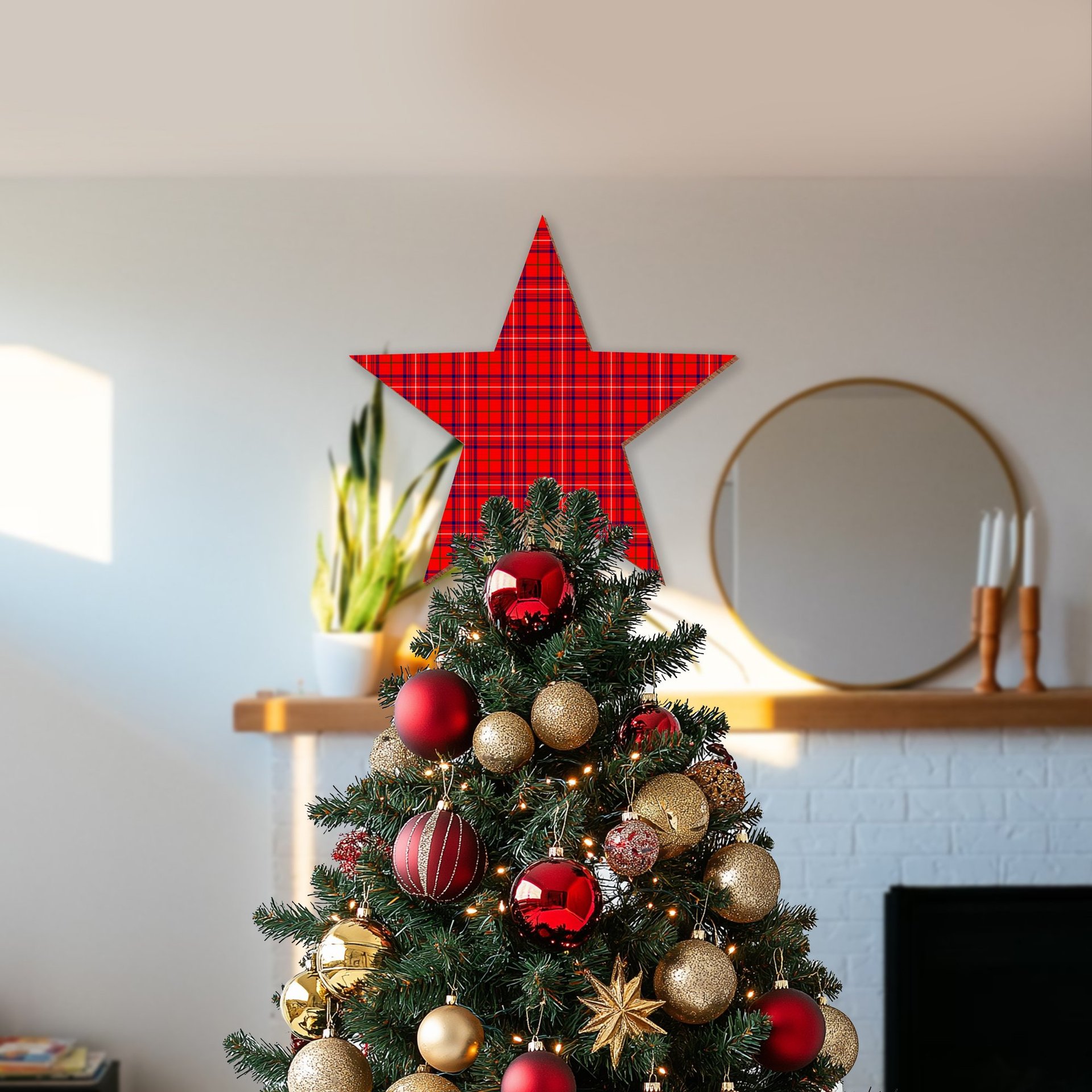 ScotsTee Shop Scottish Rose SC Tartan Wooden Christmas Tree Topper