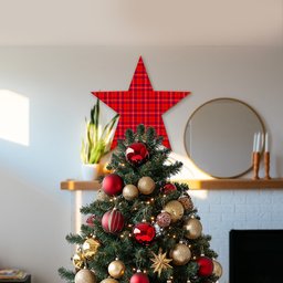 ScotsTee Shop Scottish Rose SC Tartan Wooden Christmas Tree Topper