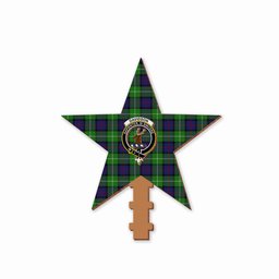 ScotsTee Shop Scottish Davidson of Tulloch Crest Tartan Wooden Christmas Tree Topper