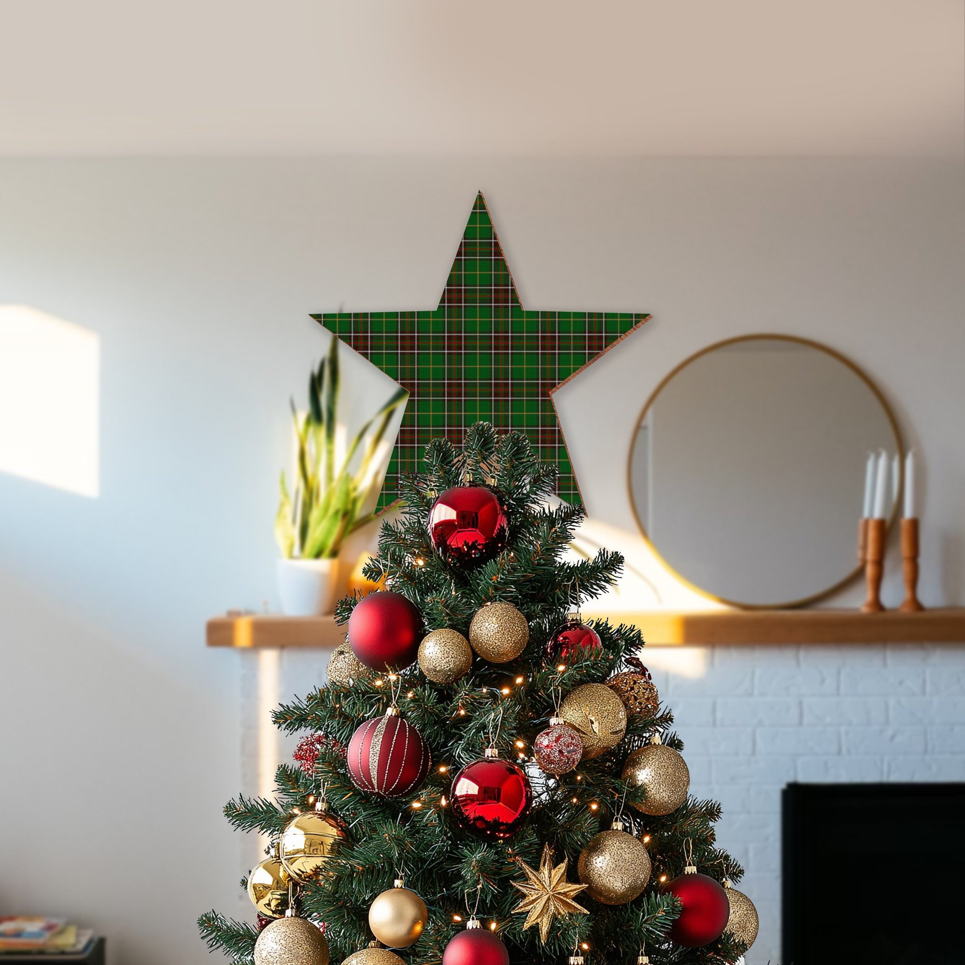 ScotsTee Shop Scottish Newfoundland Tartan Wooden Christmas Tree Topper
